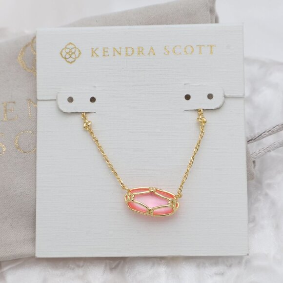 Kendra Scott Jewelry - Kendra Scott - Elisa Lattice Frame Gold Blush Ivory Mother Pearl Necklace - new